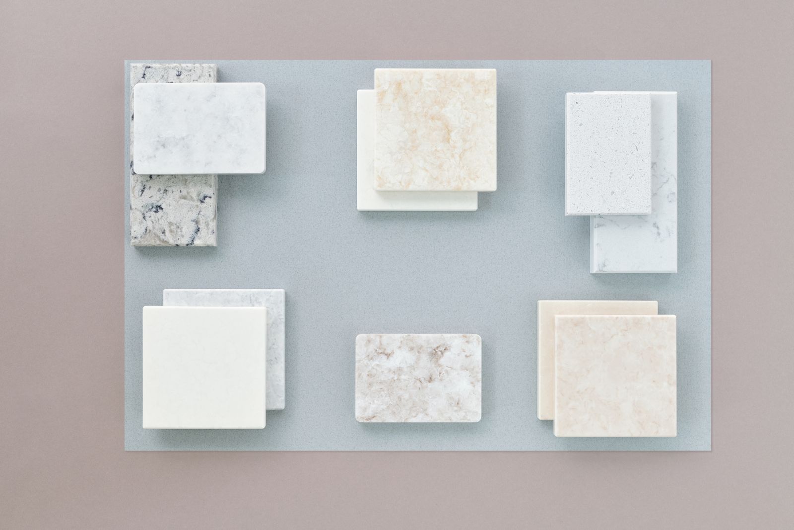 Material samples arranged for a selections session